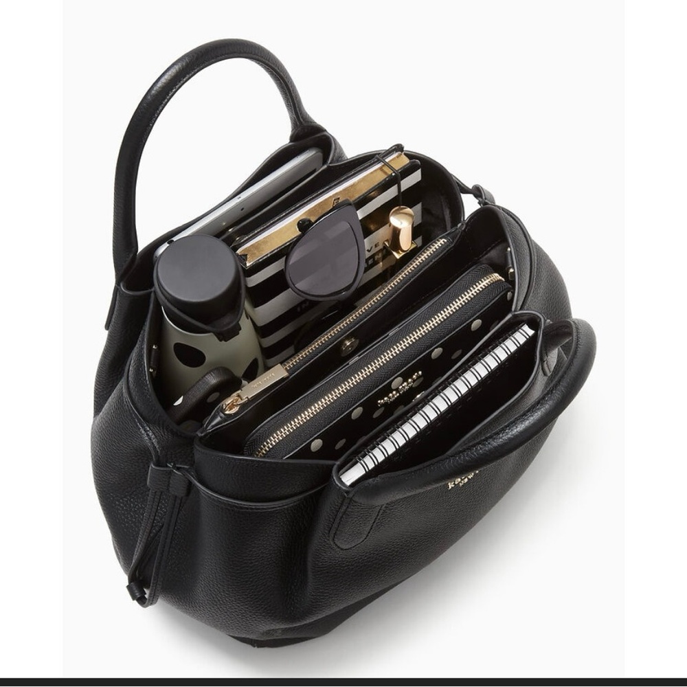 Kate Spade Large Dumpling Satchel. Black Pebbled Leather. NWT. Classic! - Picture 6 of 10